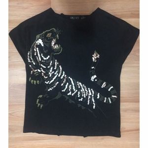 Sequin Tiger Knit Top